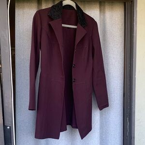 Elegant Vintage Burgundy Women's Coat